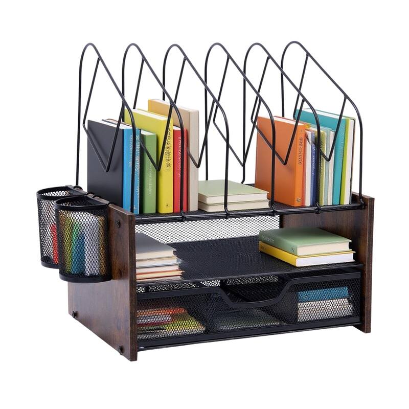 Desktop Organizer Desk Accessories With File Letter Holder And Drawer