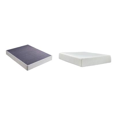 Signature Design by Ashley Chime 12 Inch Memory Foam White/Gray 2-Piece King Mattress Package
