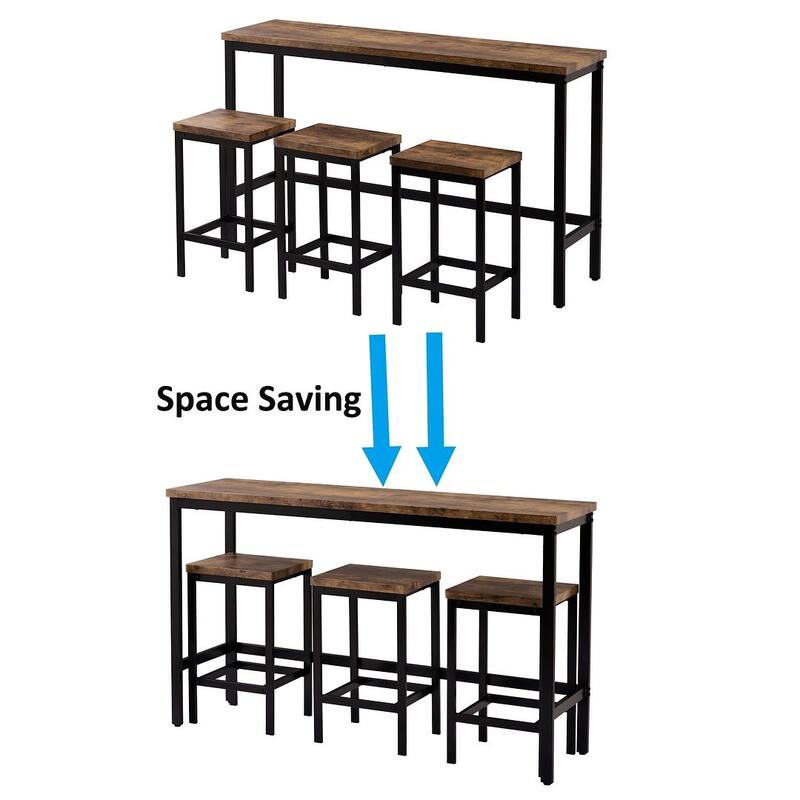 4 PCS Pub Sets Counter Height Table with 3 Stools