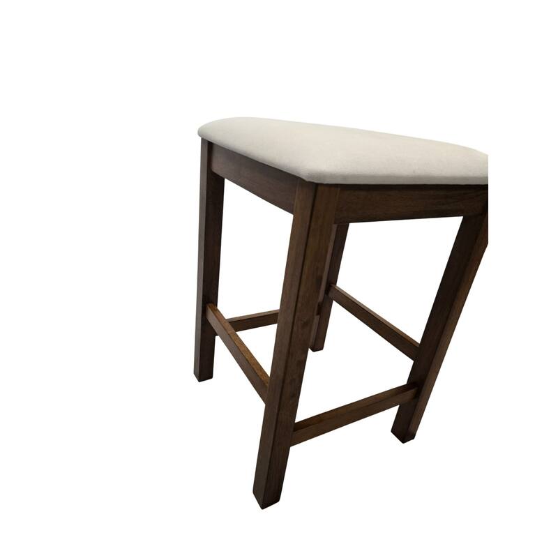 Upholstered Backless Counter Stools - 24.25" - Brown and White - Set of 2