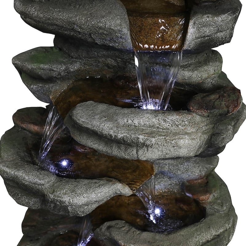 30.7'' Rock Water Fountain Outdoor Resin Fountain with Light