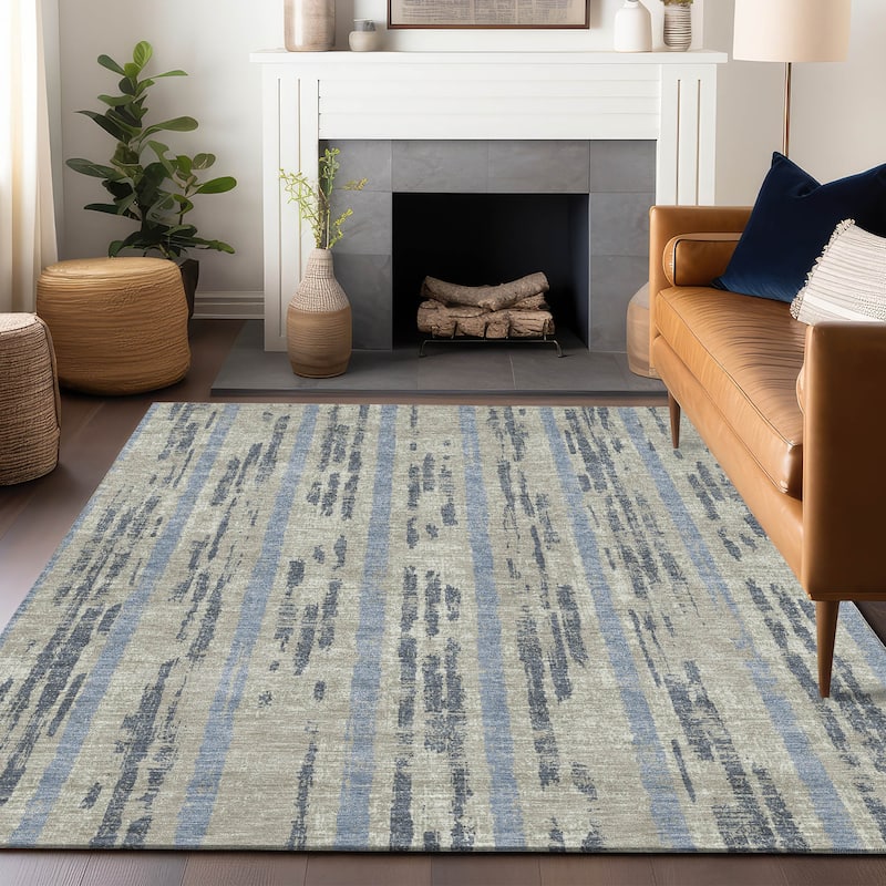Machine Washable Indoor/ Outdoor Chantille Ombre Stripe Rug
