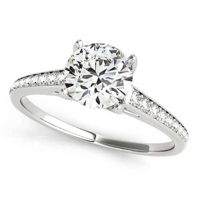 Auriya 14k Gold 2 1/2ct Round Moissanite and 1/3ctw Diamond Engagement Ring