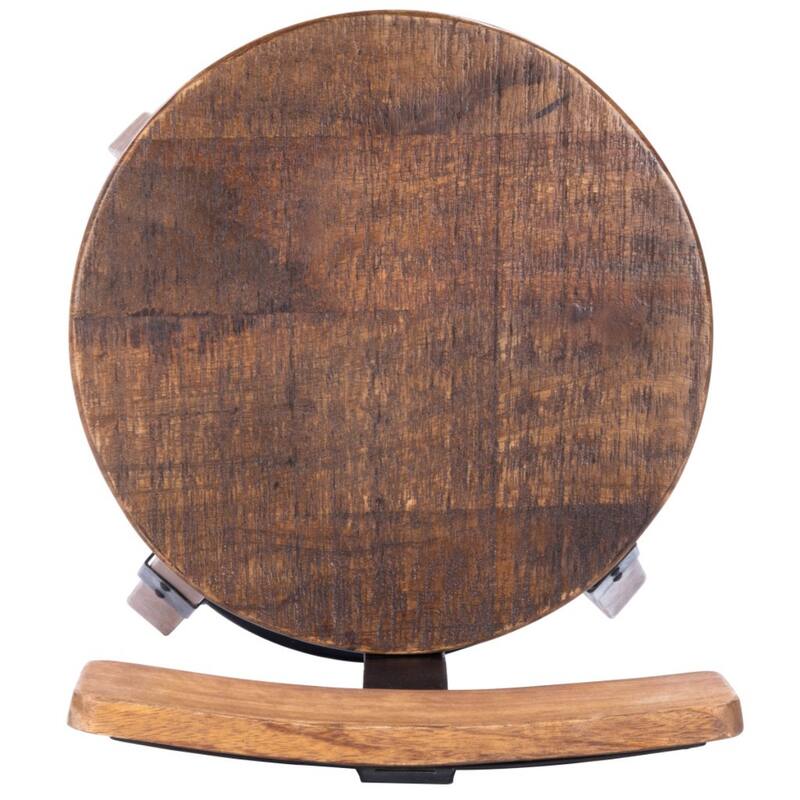 Natural and Brown Solid Wood Bar Chair with Full Back and Iron Frame - 15" L x 15" W x 42" H