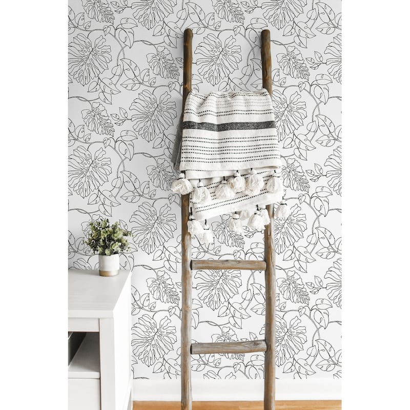 NextWall Tropical Linework Peel and Stick Wallpaper - 20.5 in. W x 18 ft. L