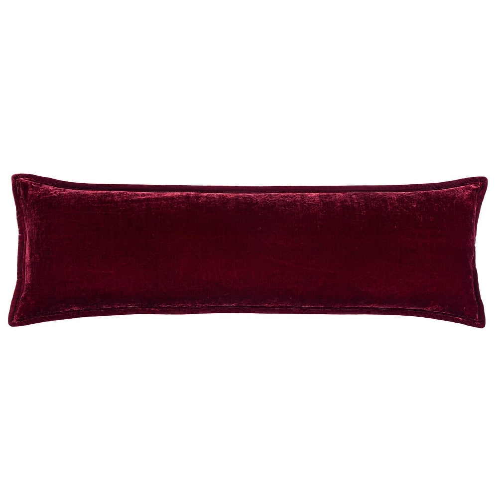 HiEnd Accents Stella Faux Silk Velvet Romantic Western Long Lumbar Pillow, 14"x42"
