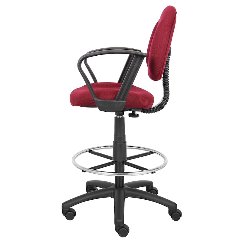 Boss Adjustable Black Loop Arm Drafting Stool with Wheel Casters