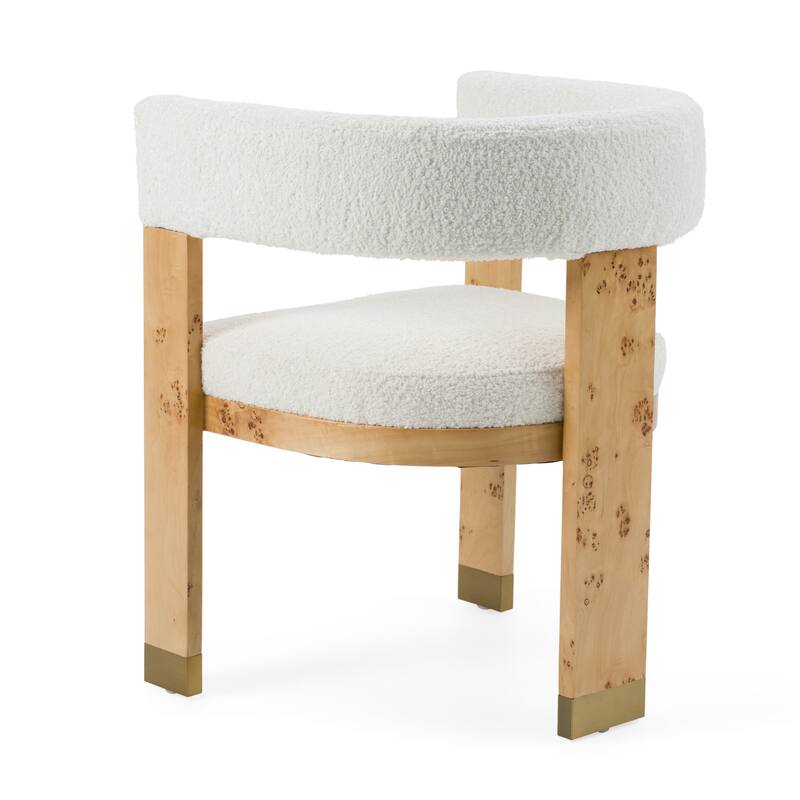 Modrest Letha Modern Cream Fabric & Burl Dining Chair
