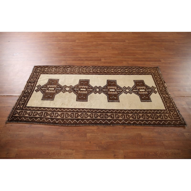 Geometric Gabbeh Persian Vintage Area Rug Handmade Wool Carpet - 3'5"x 6'3"