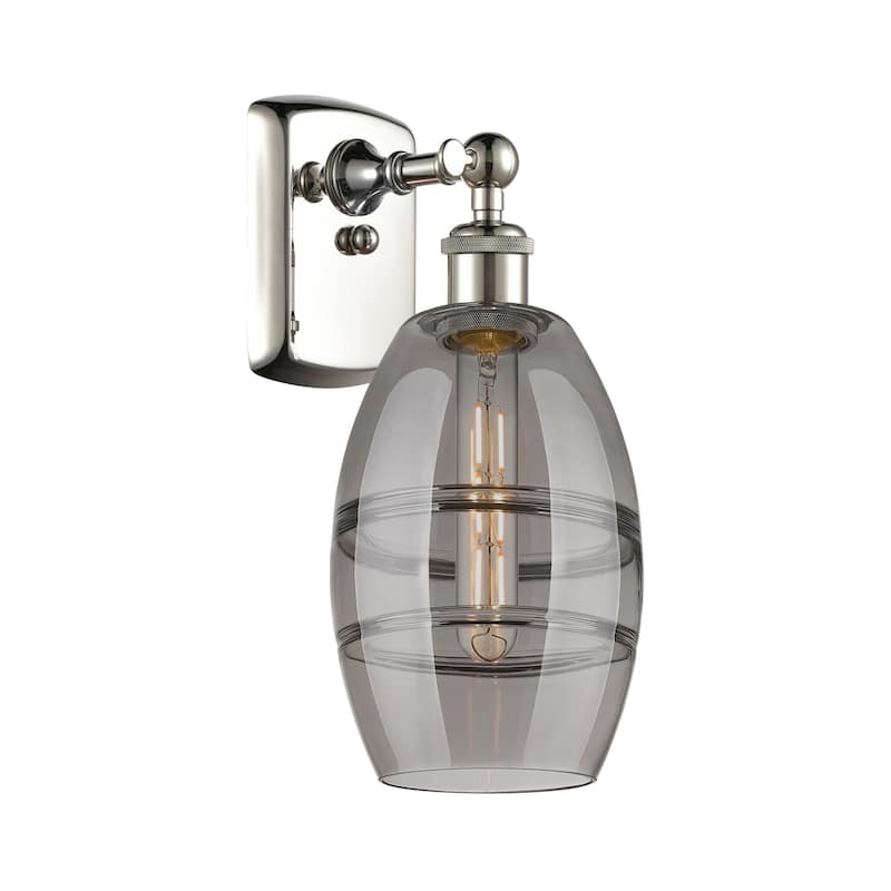 Innovations Lighting 516-1W-10-6 Vaz Sconce Vaz 10" Tall Wall Sconce - Polished Nickel / Light Smoke