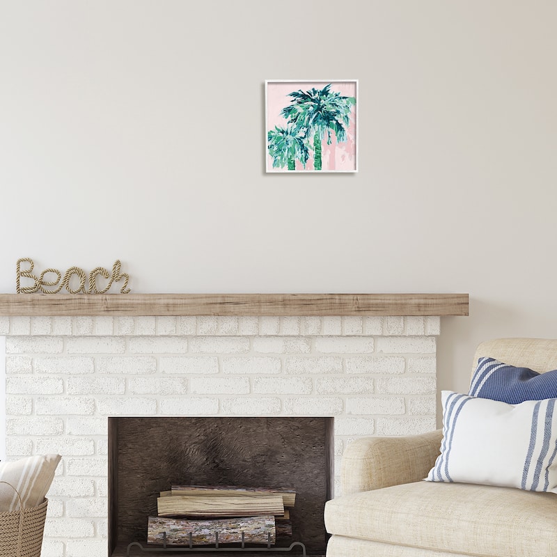 Stupell Modern Green & Pink Palms Framed Giclee Art Design by Jane Slivka