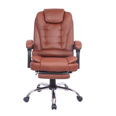 PU Leather Swivel Office Chair, Adjustable Office Chair with Footrest