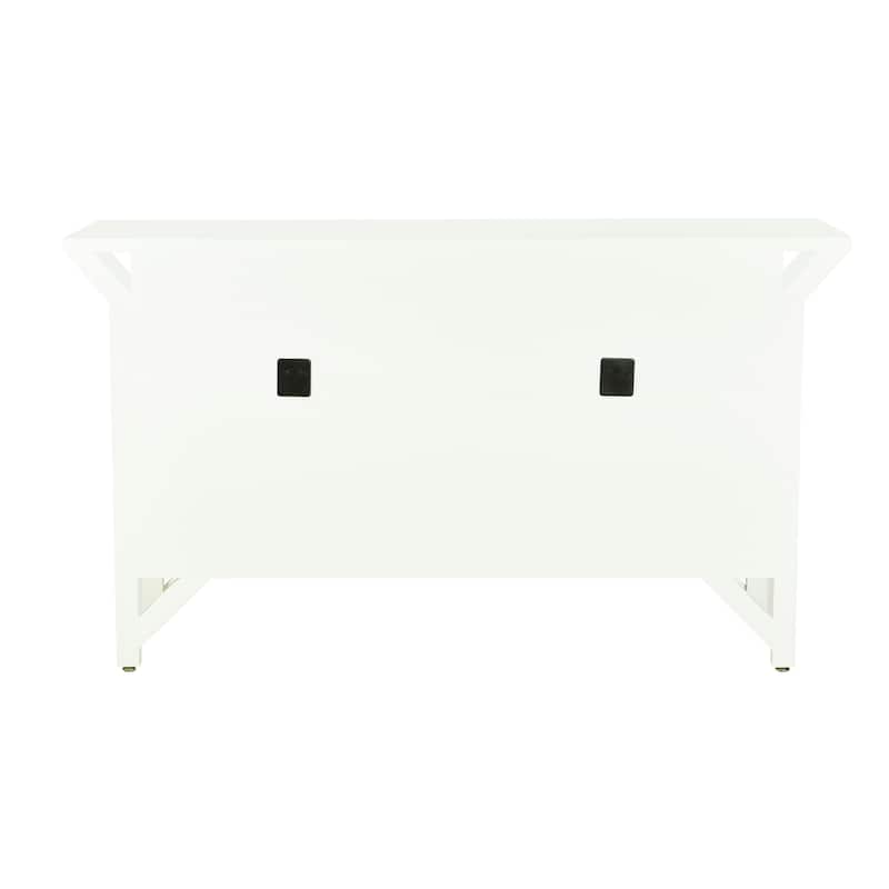 StyleCraft Norman Wyatt Home - 4-Door Wooden Chevron Cabinet - White & Amber