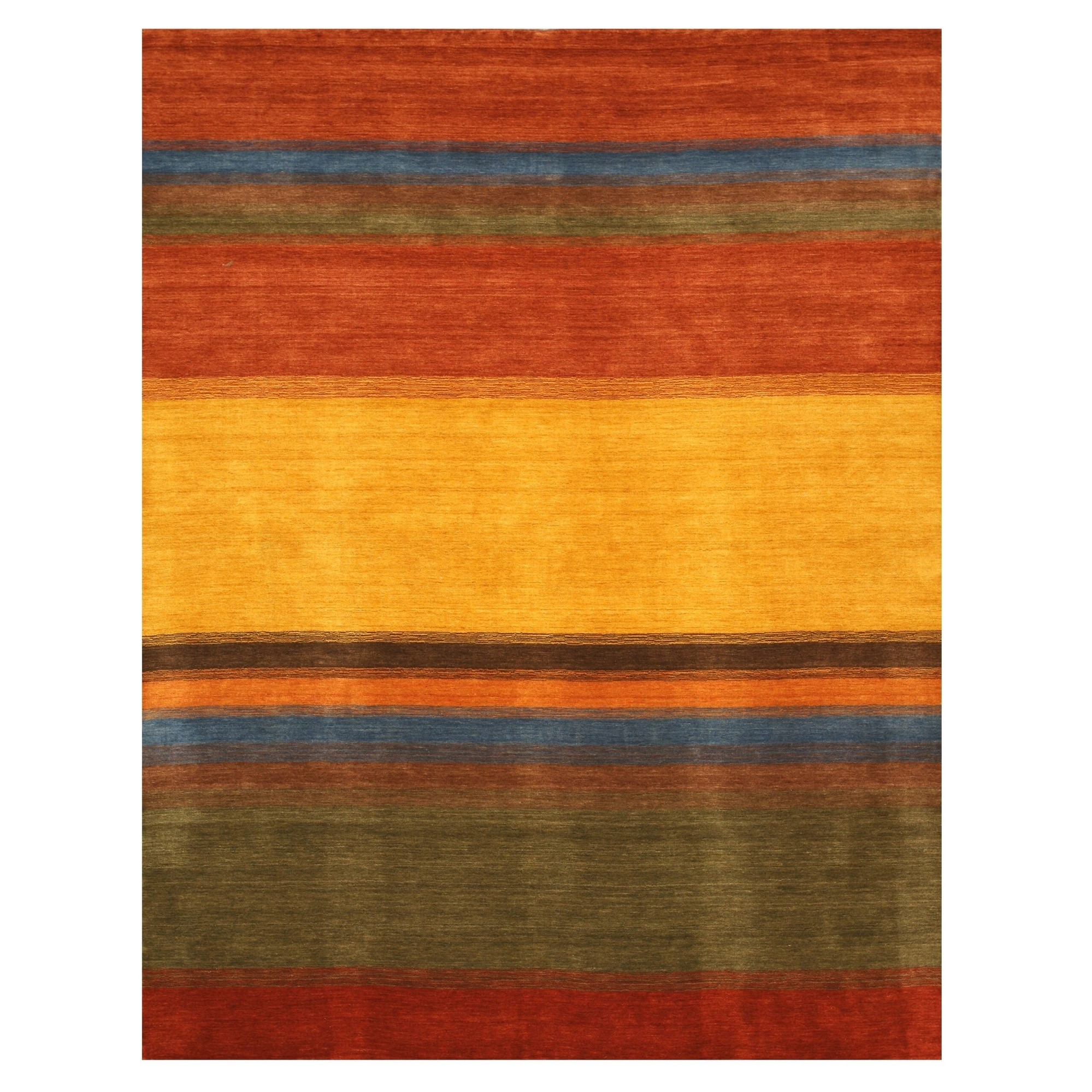 Handmade Wool Contemporary Stripe Gabbeh Rug - Multi - 9' x 12'