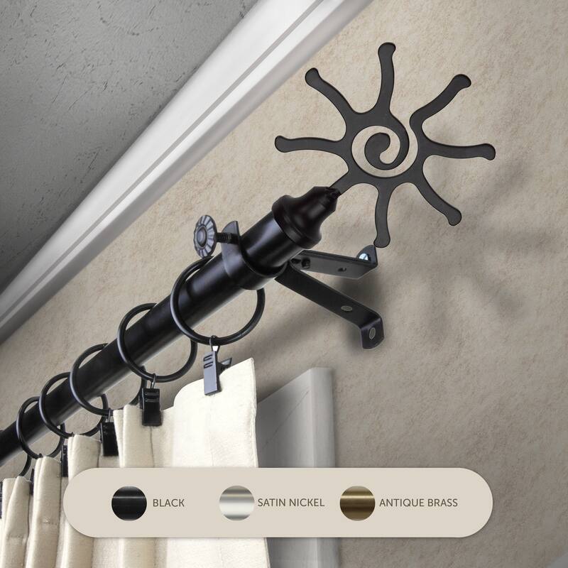 InStyleDesign Sedona Adjustable Curtain Rod 13/16 inch dia. - 48 to 84 inches - Black