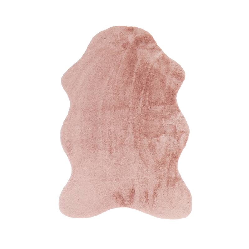 Faux Fur Rabbit Rug - 2'x3' - Blush Pink
