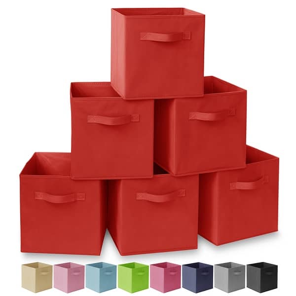slide 1 of 4, (Set of 6) Collapsible Fabric Cubes, 11" Storage Bins - N/A