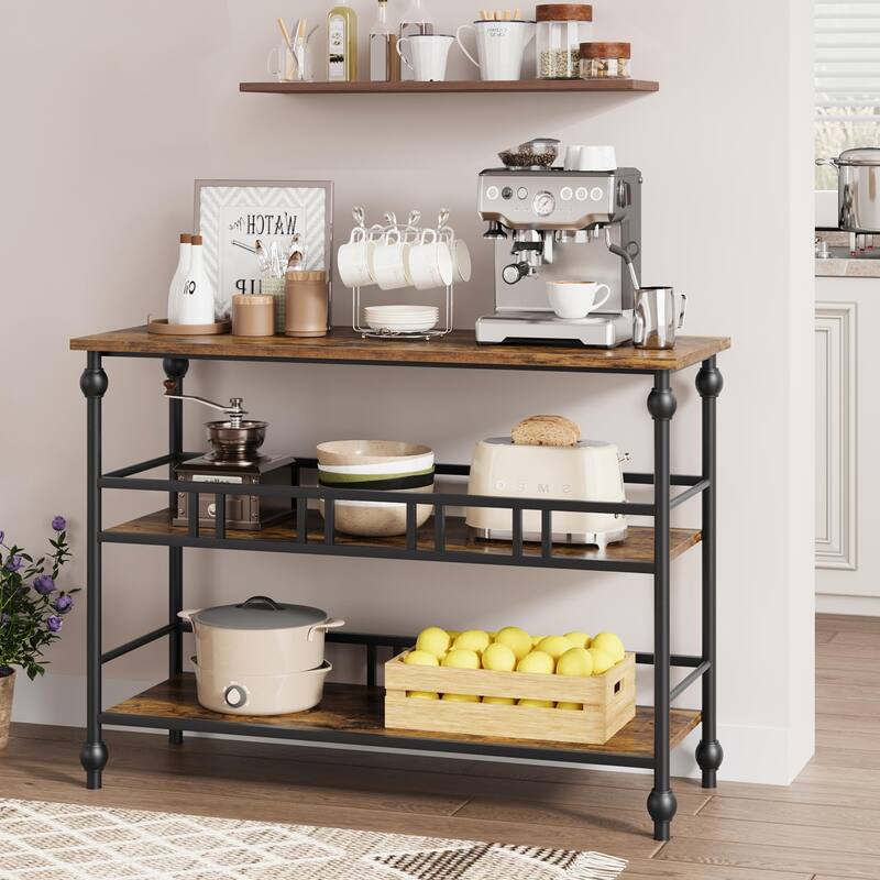 3-Tier Entryway Table with Storage and Metal Frame