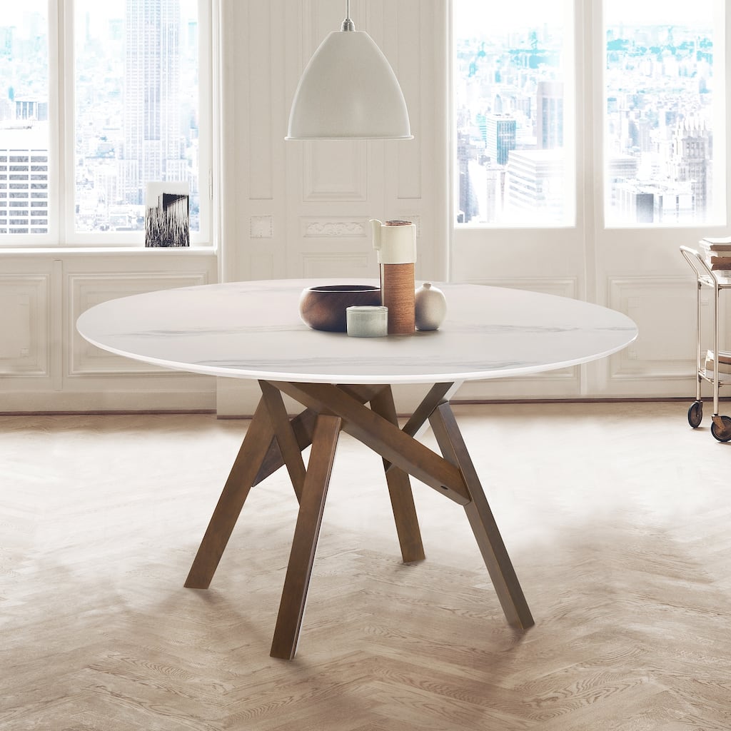 Venus 54" Round Mid-Century Modern Pedestal Dining Table