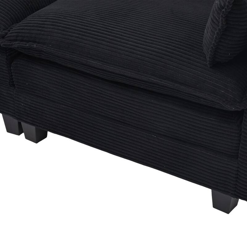 102.95" L-Shaped Corduroy Sectional Sofa with Movable Ottoman