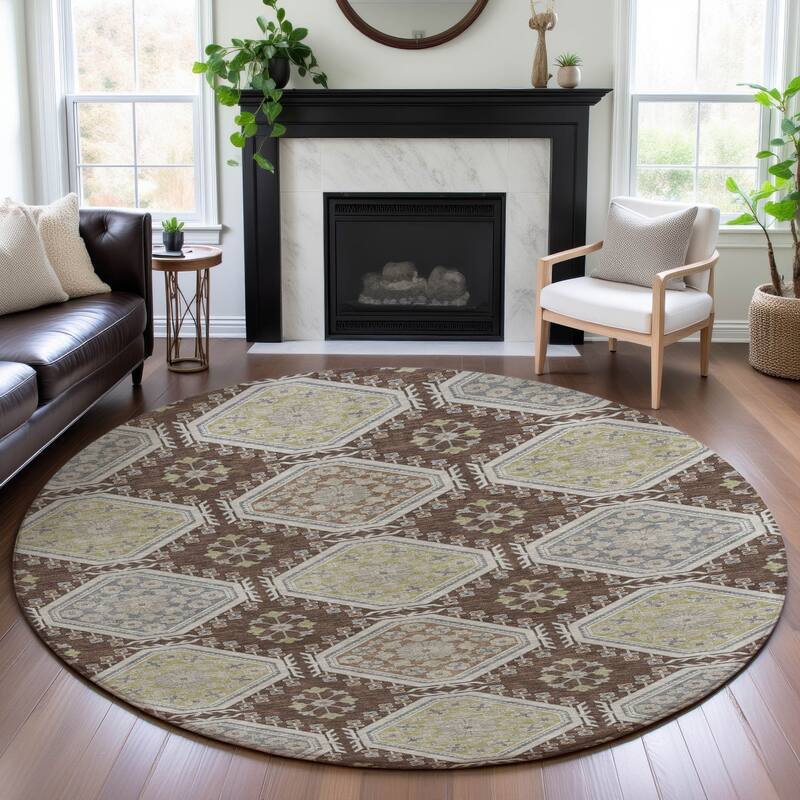 Premium Washable Super Soft Global Modern Mayfield Rug - Chocolate - 8' x 8'
