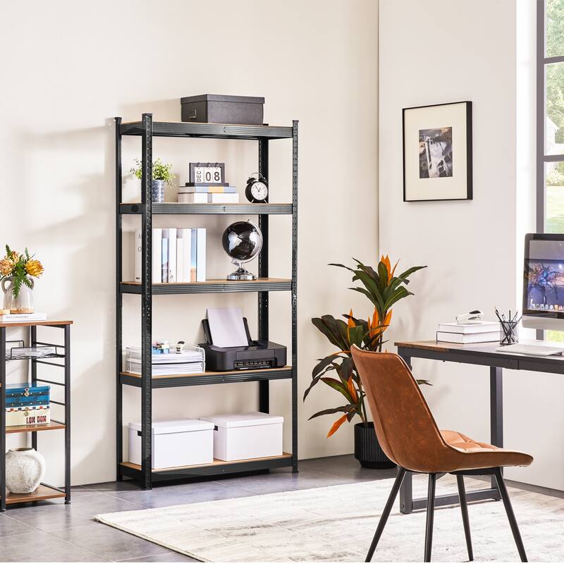 Yaheetech Adjustable 5-Tier Shelf Metal Storage Rack for Home/Office/Garage - 35.5″ L × 12″ W × 71″ H