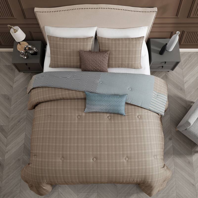 Bebejan Tranquil Patch 100 % Cotton Sateen 5 Piece Reversible Comforter Set