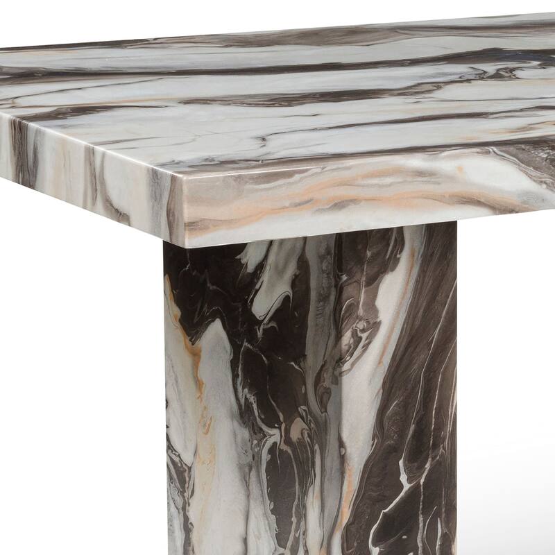 Roundhill Furniture Cavira Modern Faux Marble Dining Table with 4 Chairs and Bench