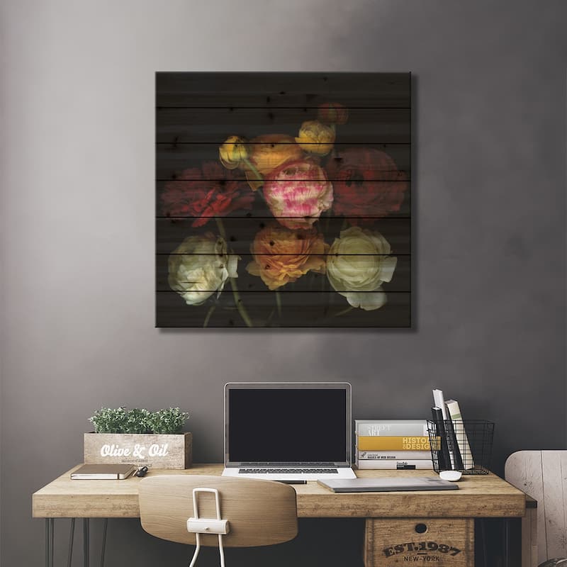 Say It With Flowers II Print On Wood by Magda Indigo - Multi-Color