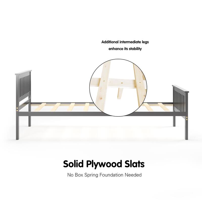 Costway Twin Wood Platform Bed with Headboard and Footboard Mattress