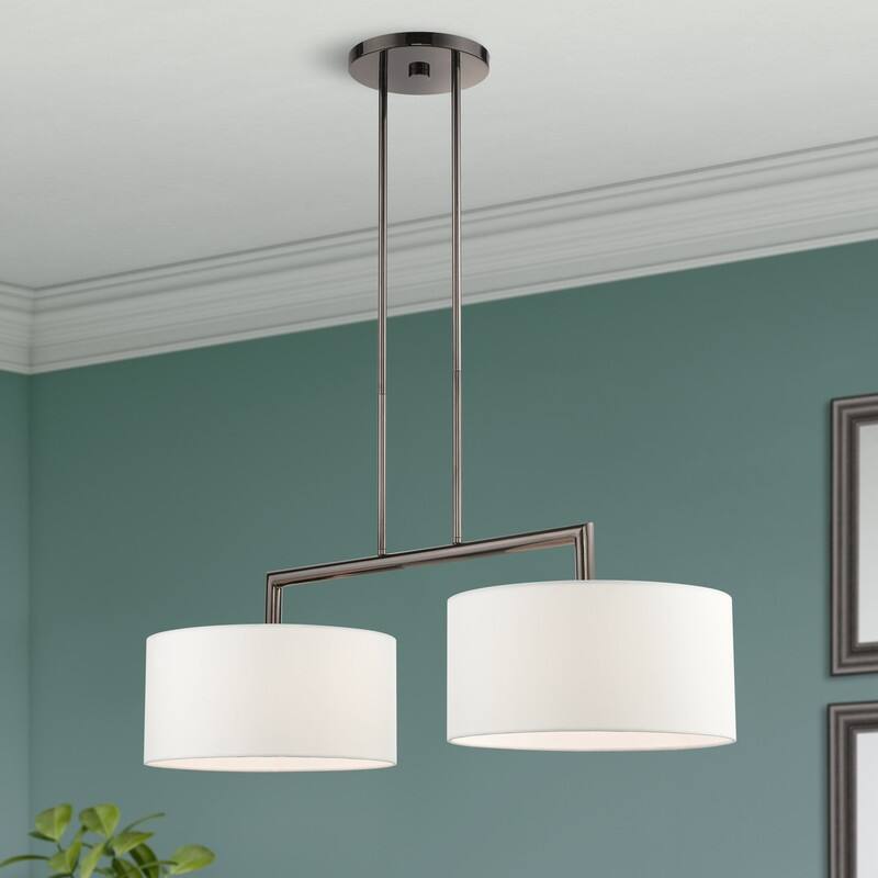 Livex Lighting 2 Light Black Chrome Linear Chandelier, 45492-46 - 35" L x 14" W x 18" - 48" Adj. H