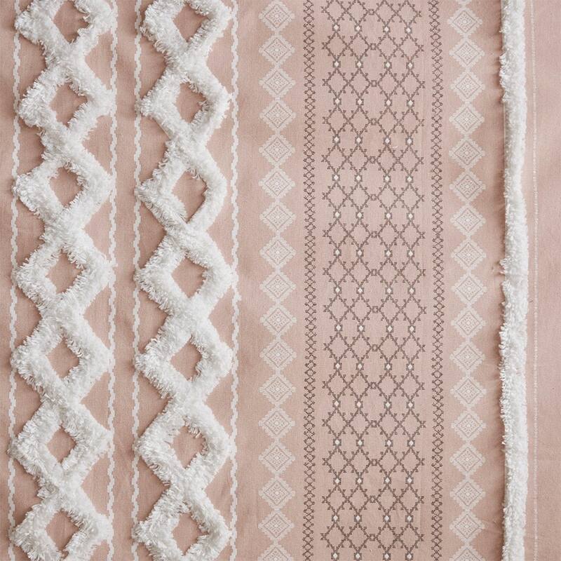 Cotton Printed Curtain Panel with Chenille Stripe and Lining 50x84"