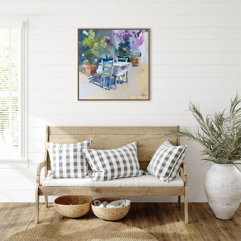 Patmos Taverna, Greece by Craig Trewin Penny (30 x 30 in.), Framed Canvas Wall Art Print