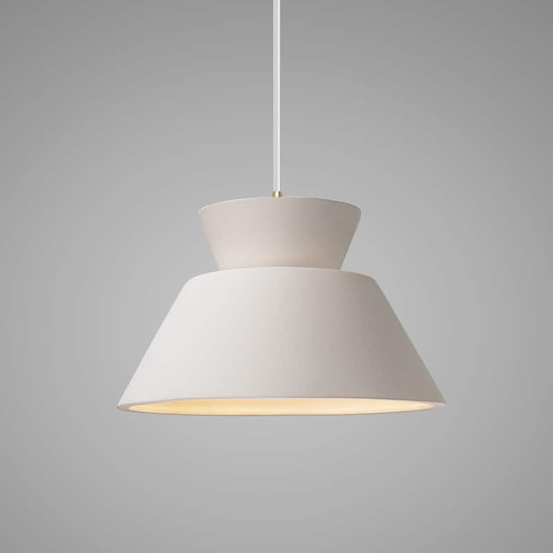Carson Carrington Sallerup Trapezoid Bisque Shade Pendant - Antique Brass