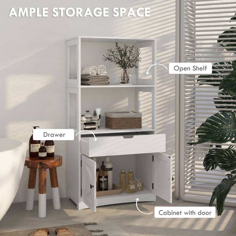 Kleankin Farmhouse Bathroom Floor Cabinet - White