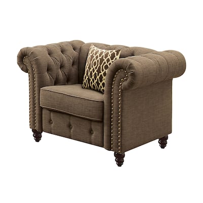 Carlson Tufted Accent Chair with 1 Pillow