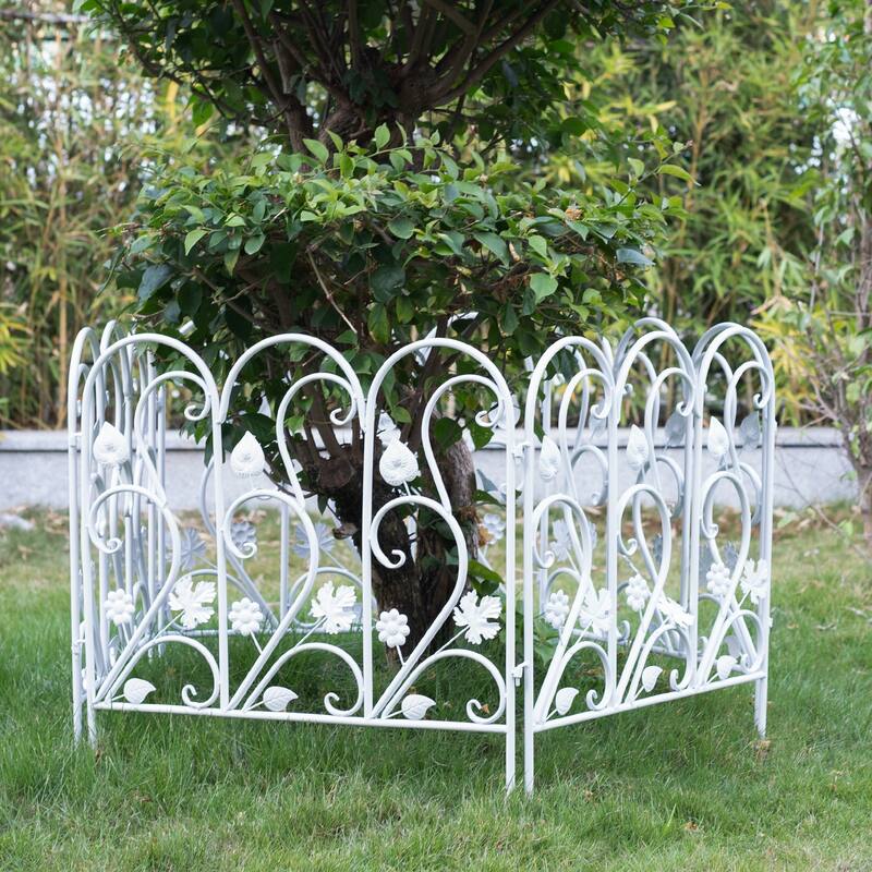 5x Metal Garden Fence Flower Bed Animal Dog Barrier Border Edge - White