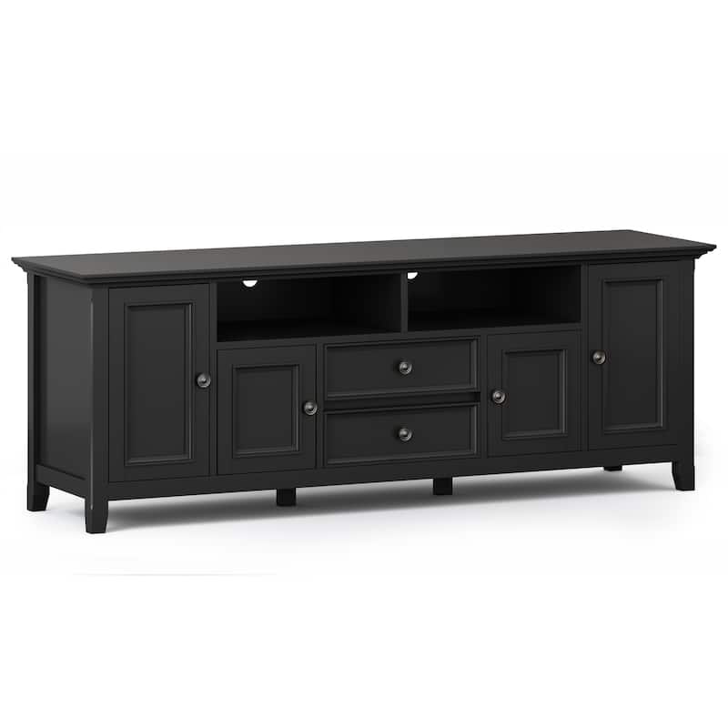 WYNDENHALL Halifax 72 inch Wide Solid Wood Transitional TV Stand - 72"w x 19"d x 26" h