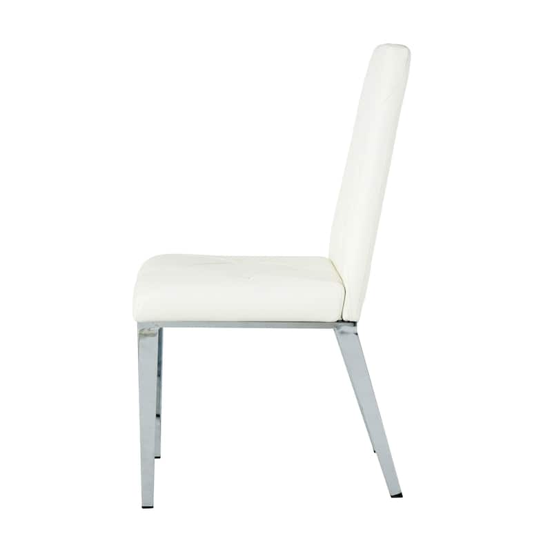 PU light luxury dining chair with electroplated chair legs set of 2