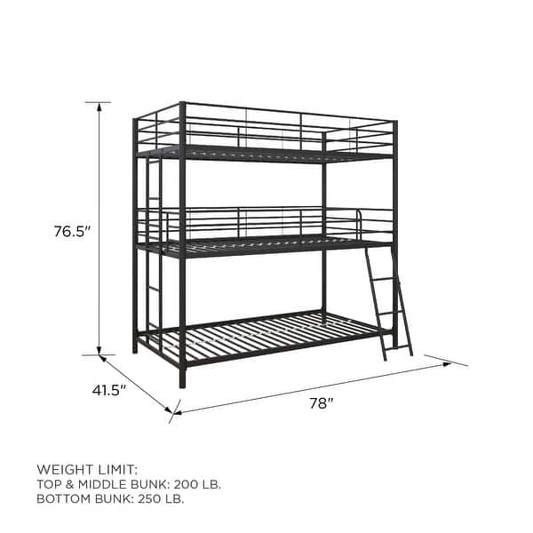 dimension image slide 0 of 6, Avenue Greene Quinton Triple Metal Bunk Bed