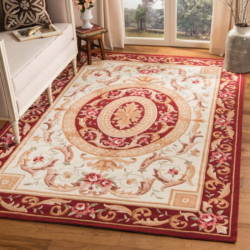 SAFAVIEH Handmade Easy Care Maribel Oriental Rug - 3' x 5' - Ivory/Burgundy - Rectangle