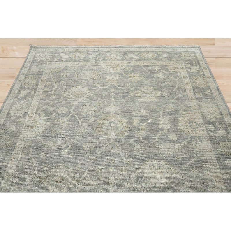 Hand Knotted Turkish Oushak Gray Wool Traditional Oriental Area Rug