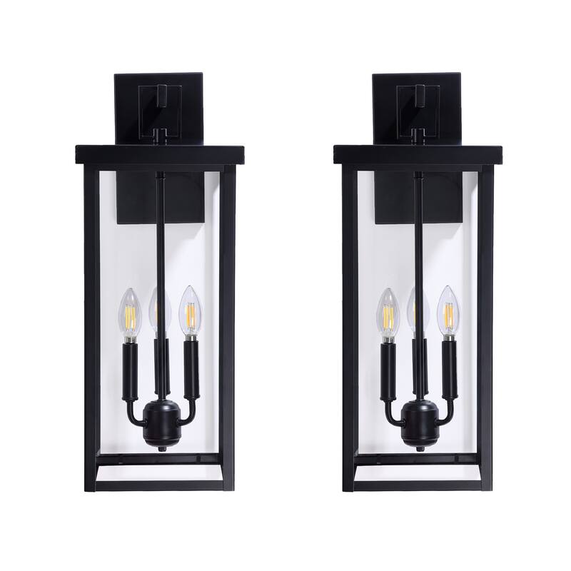 2 Pack Clear Glass Outdoor Lighting Wall Sconce