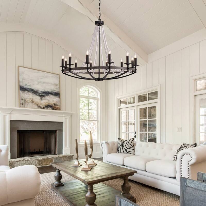 Wagon Wheel Chandelier Dimmable Beaded Chandelier For Dining Room Living Room