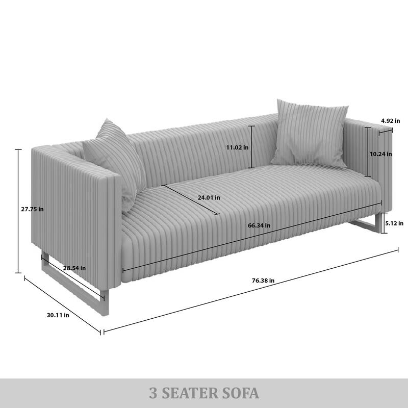 CraftPorch Mid Century Modern 3- Pieces Upholstered Living Room Set