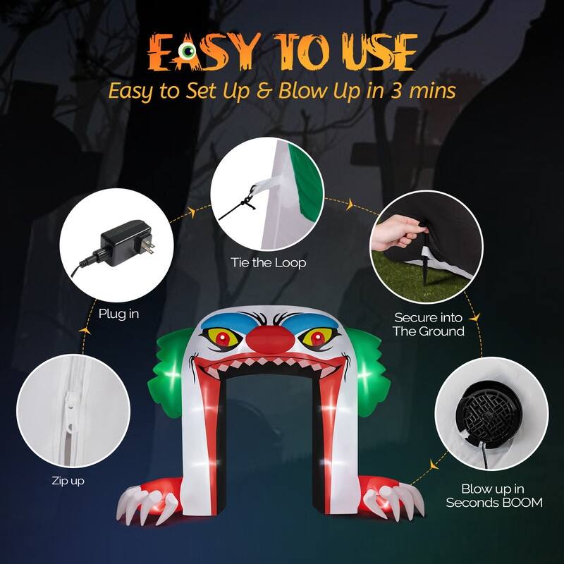 9.8FT Clown Archway Inflatable Halloween Outdoor Decorations