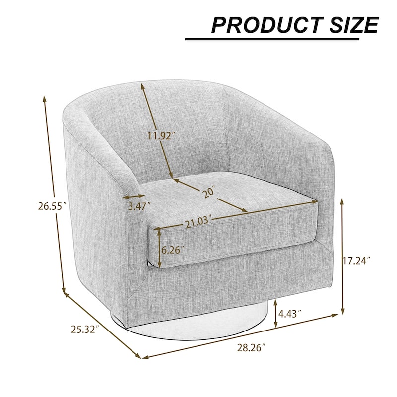 Modern Soft Upholstered Chenille Swivel Barrel Chair