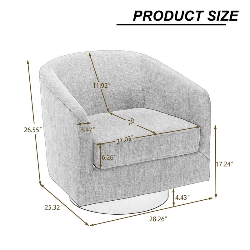 Round Barrel Armchair 360-Degree Swivel Accent Chairs