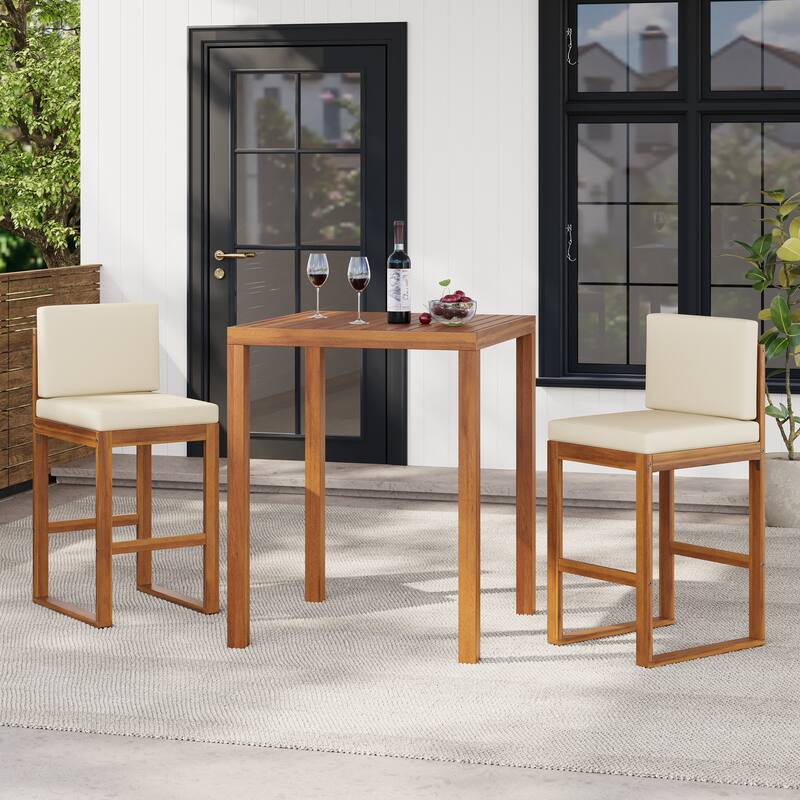 Christopher Knight Home Cole 3-piece Outdoor Acacia Wood Bar set - Teak+ Beige