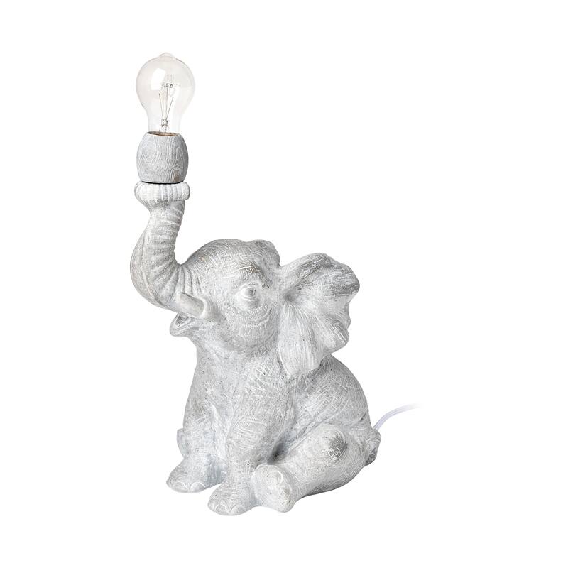 Tantor Grey Resin Elephant Calf Statue Table Lamp - Grey